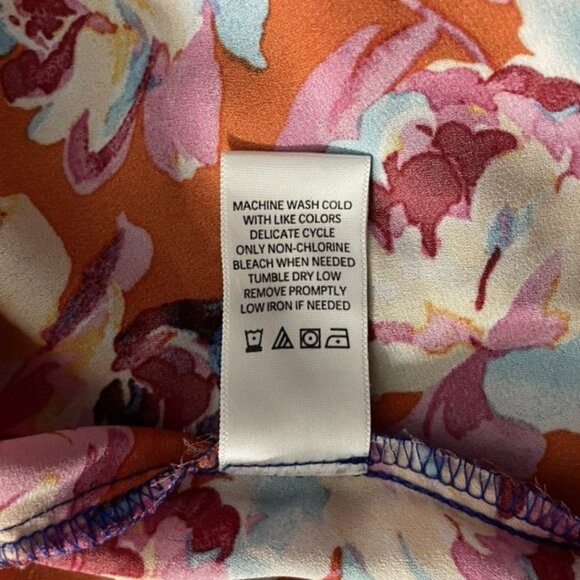 The Pioneer Woman Floral Boho Blouse Top Women's Size Medium M Tie Neck Peasant - Picture 12 of 14